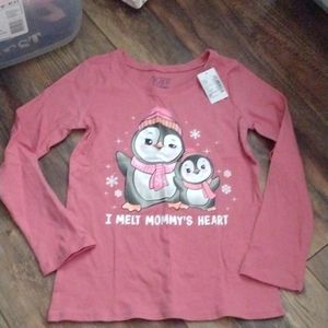 NWT 5t girls children's place I melt Mommy's heart shirt with penguin